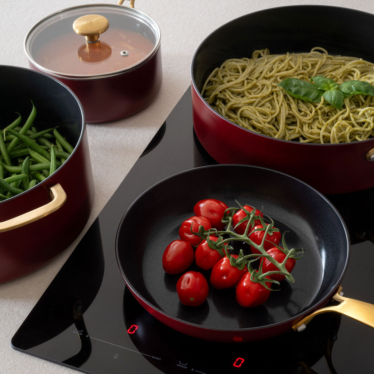 Combekk Stegepandesæt 2 dele 20+28 cm, bordeaux