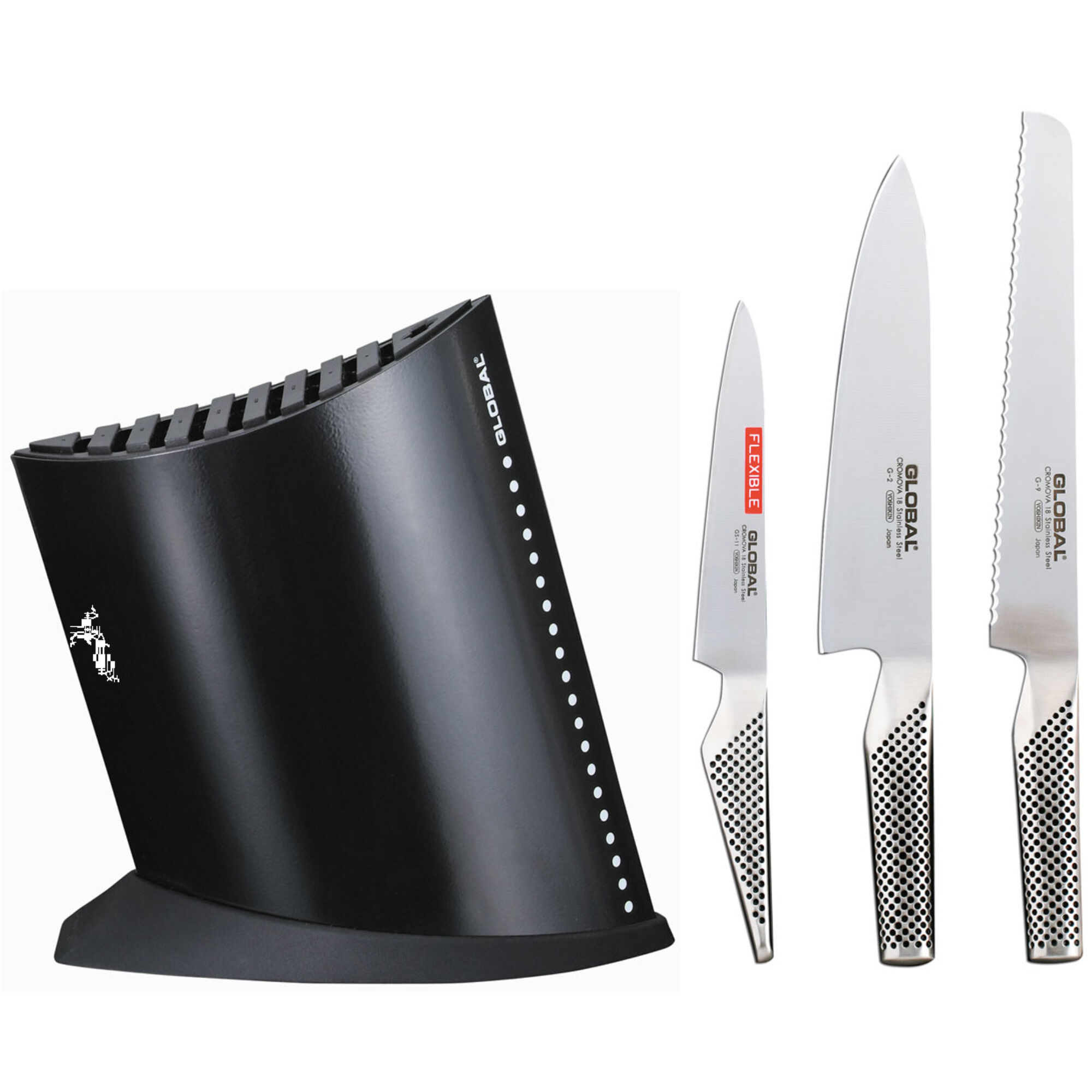 Knivblock med 3 st Knivar Svart