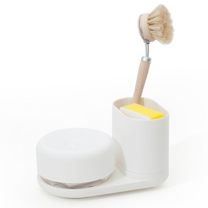 Diskmedelspump med förvaringsställ, vit