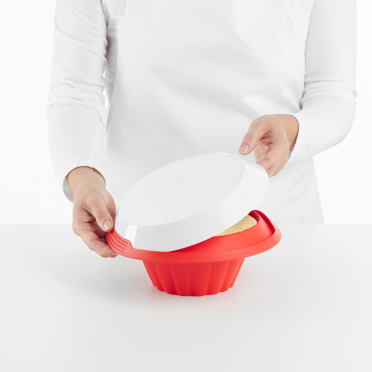 Puddingform med fat, röd