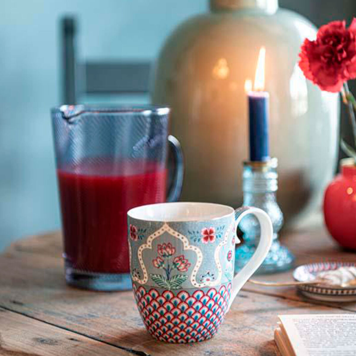 PIP Studio Flower Festival krus 35 cl, blå