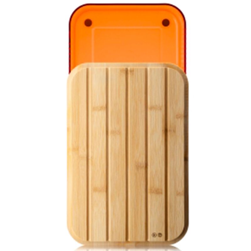 Brødboks med bambuslokk stor, oransje