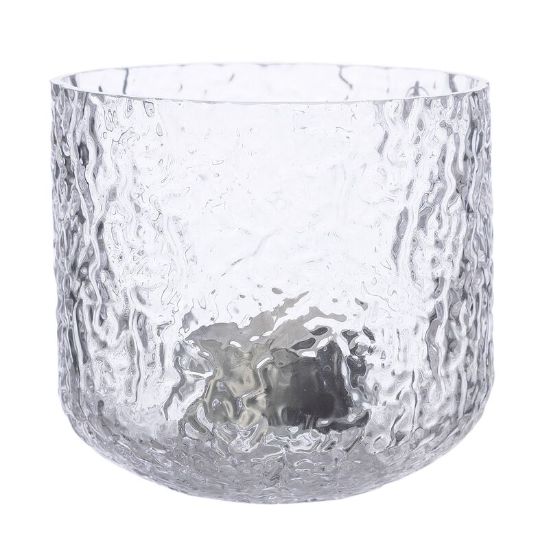 Lysestage 9 cm, mønstret glas