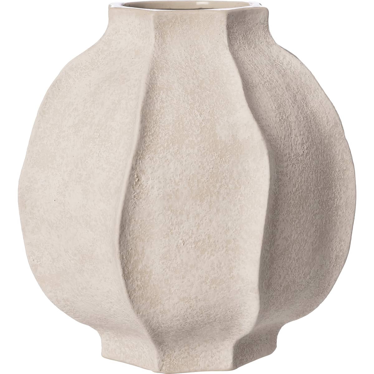 Vase stentøj 18 cm, naturhvidt