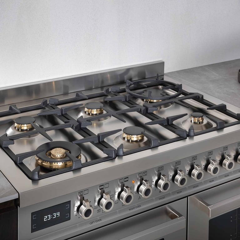 PRO96L2EXT Professional gaskomfur med dobbeltovn, 90 cm, rustfrit stål