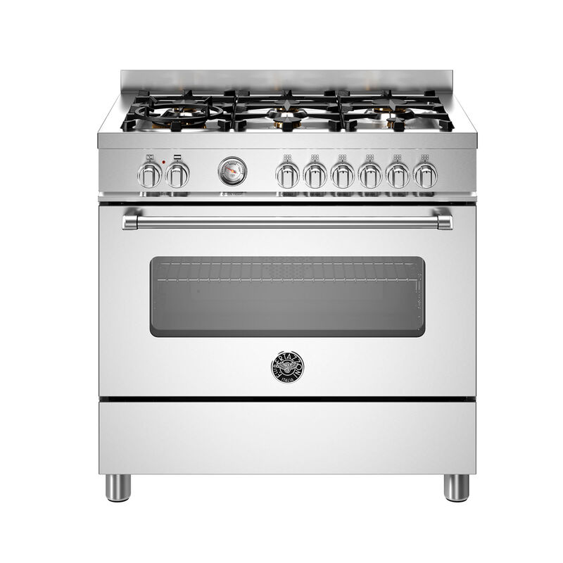 Bertazzoni MAS96L1EXT Master gasskomfyr 90 cm med enkeltovn og 6 brennere, rustfritt stål