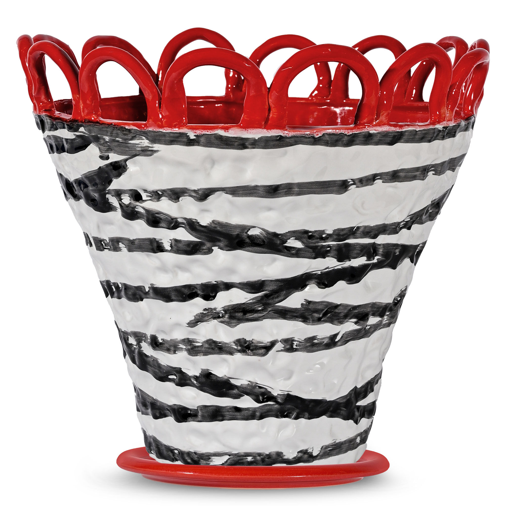 Patty L kruka 30 x 26 cm, röd/zebramönstrad