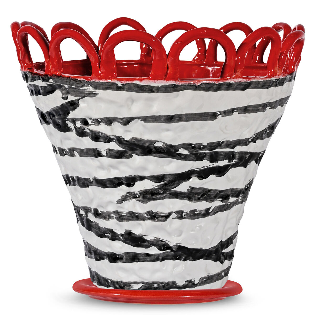 Patty L kruka 30 x 26 cm, röd/zebramönstrad