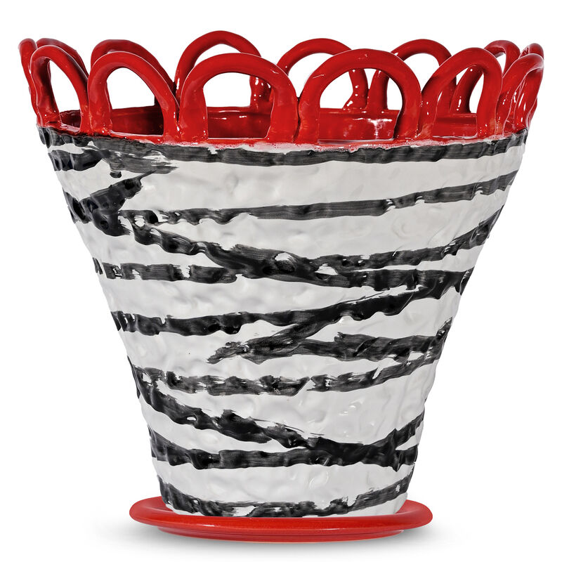 Patty L krukke 30x26 cm, rød/zebrastribet