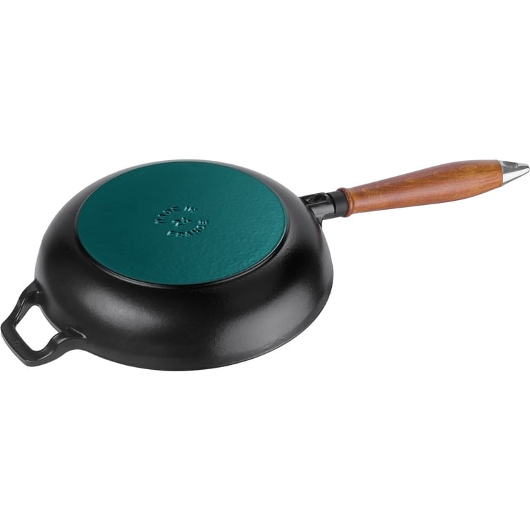 Vintage Stegepande med træhåndtag 24 cm.