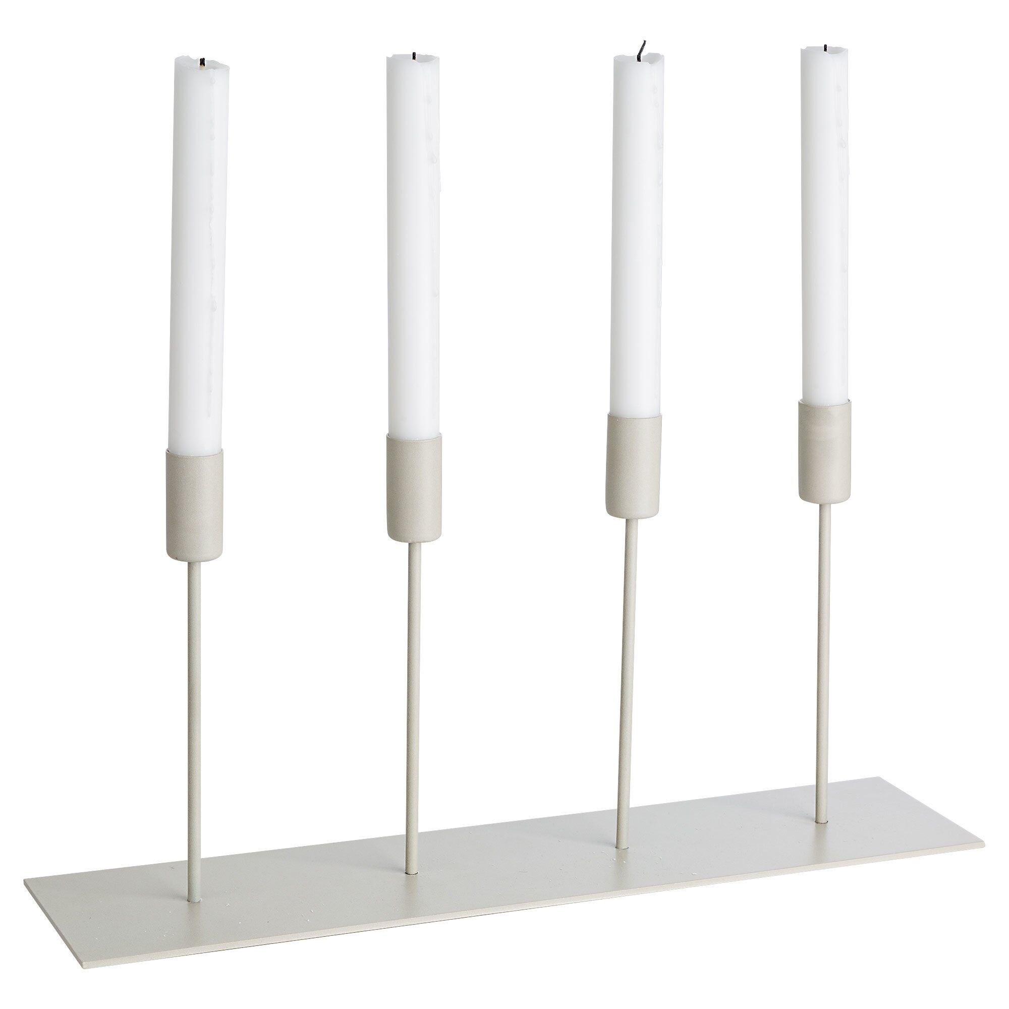 Metall ljusstake till 4 ljus beige