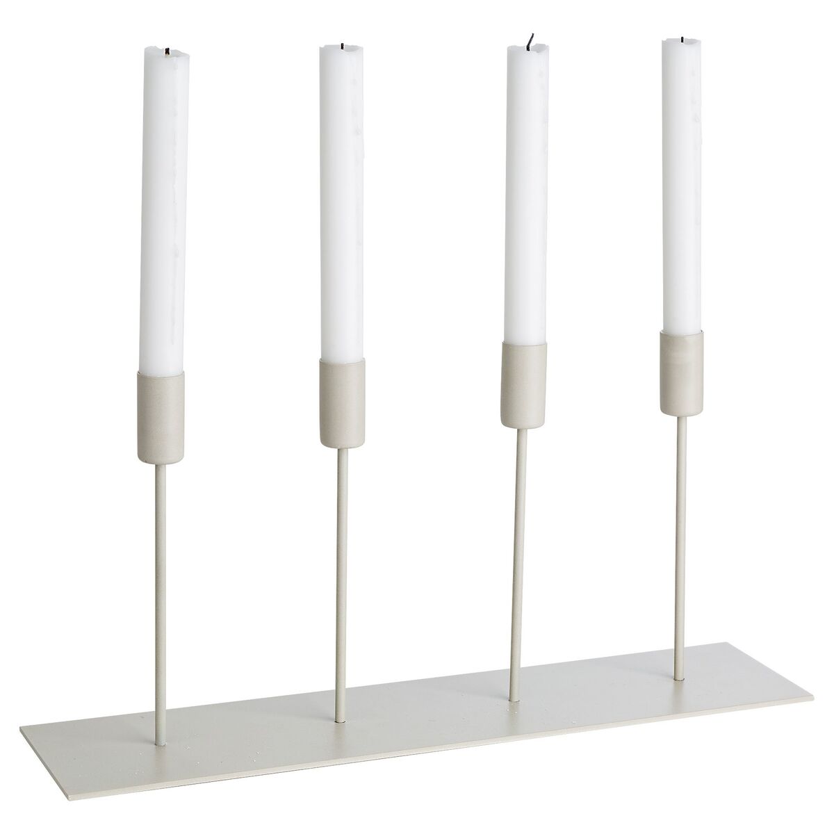 Metal lysestage til 4 lys beige