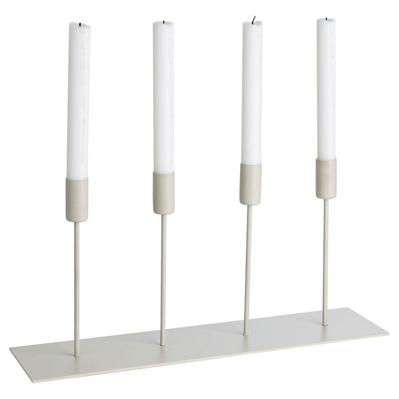 Metall lysestake til 4 lys beige