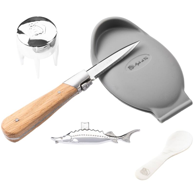 Laguiole Gaveæske med østerskniv 5 dele, egetræ