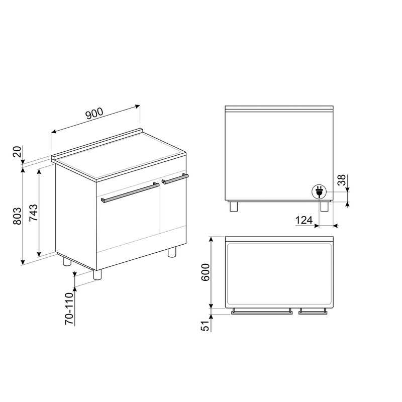 Classic induktioliesi liesituulettimella 90 cm, mattamusta