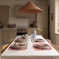 Decotique Gia dækkeserviet hør 45 × 35 cm 2-pak, rosa/hvid