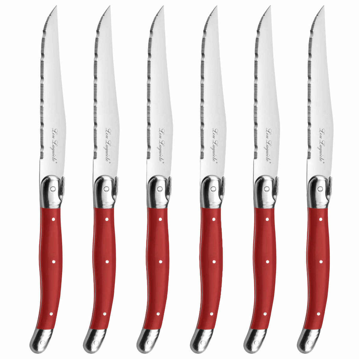 Lou Laguiole Tradition grillkniv 6-pak, rød