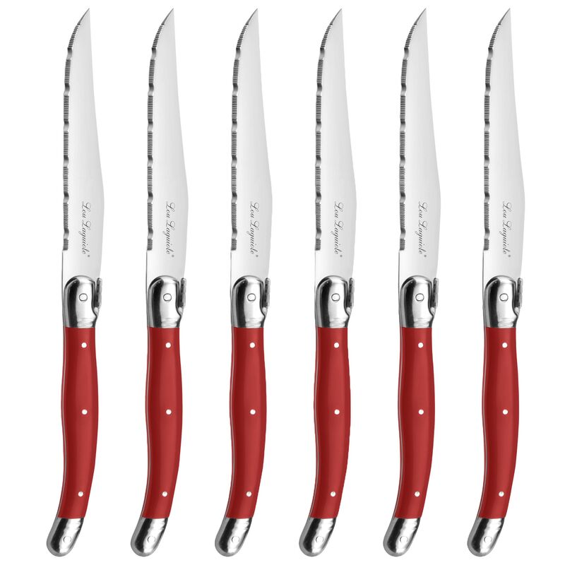 Lou Laguiole Tradition grillkniv 6-pack, röd