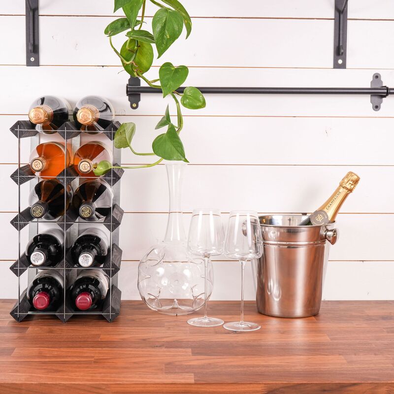 Vinstativ Påbygningsbart 12 flasker Black Ash