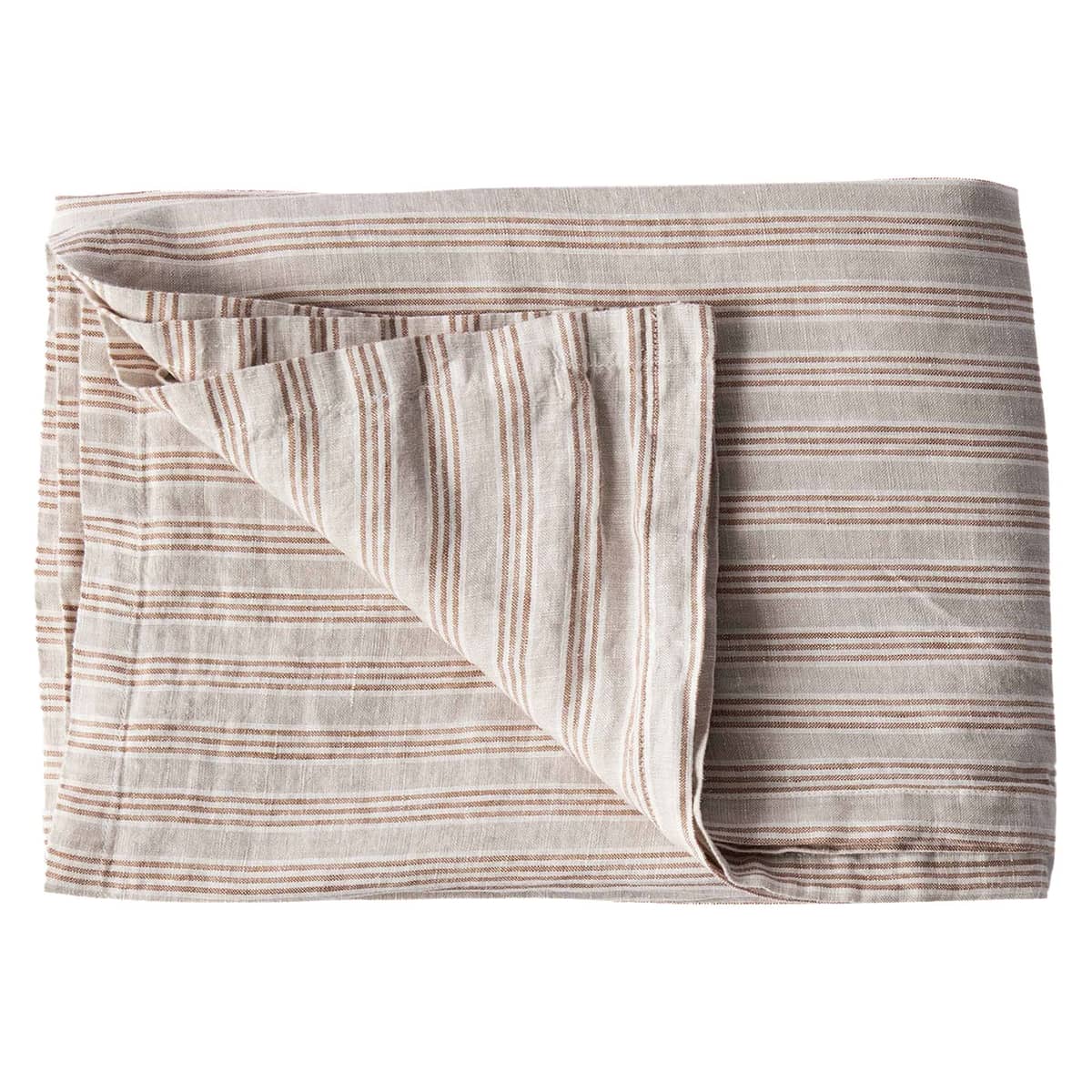 Dug i hør 145 x 330 cm, hazelnut stripe