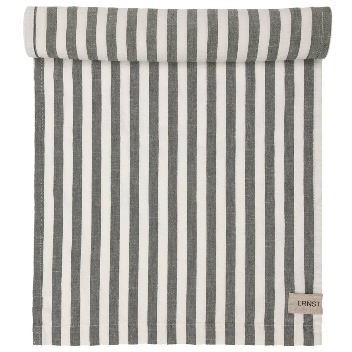 Bordløber bred stribe 45x250 cm, grøn/hvid