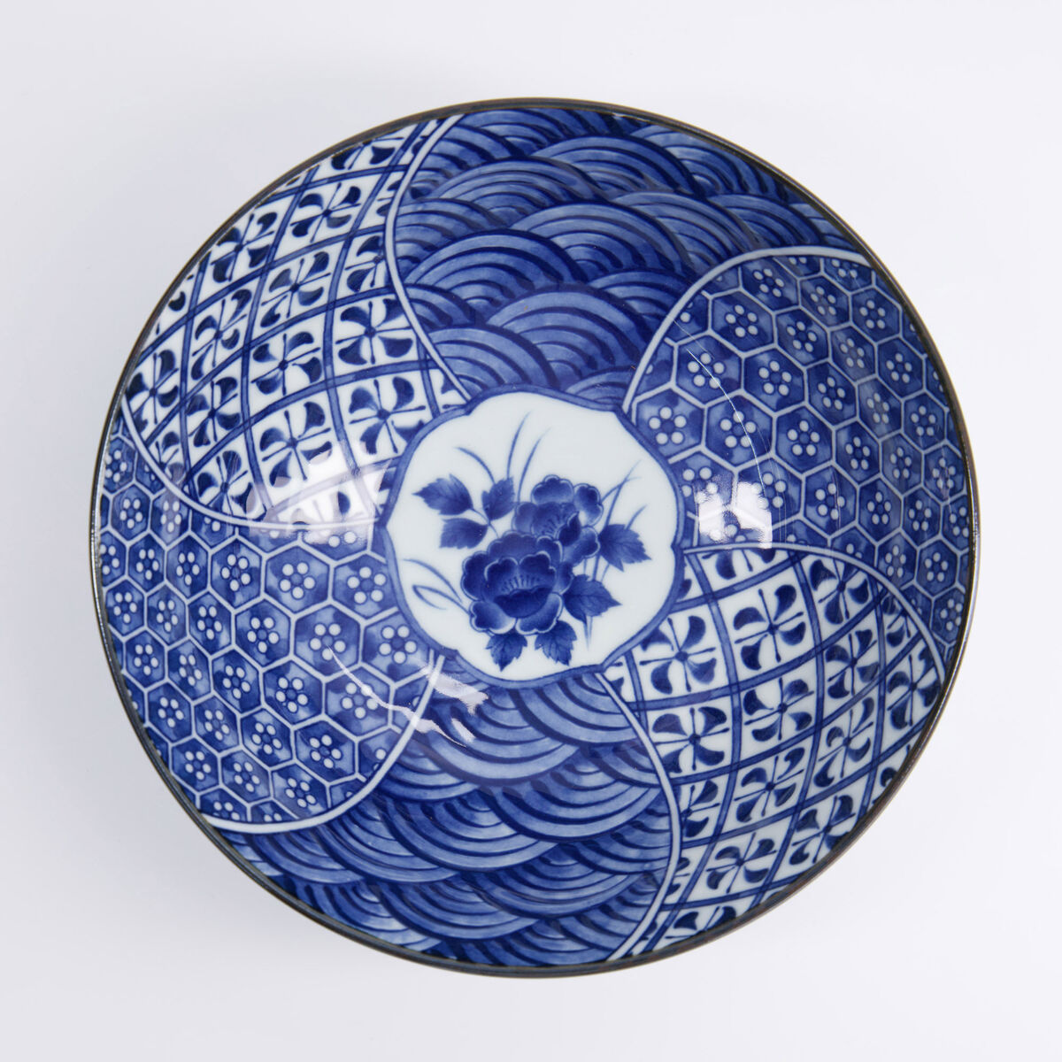 Tokyo Design Studio Natsu Shozui Ramen skål 1000 ml, blå/hvid
