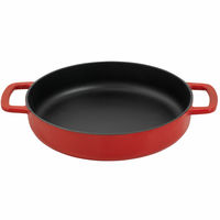 Gjutjärnsstekpanna med 2 handtag, Röd, 24 cm.