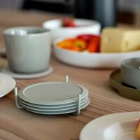 Glassbrikker 6 stk med holder, natur