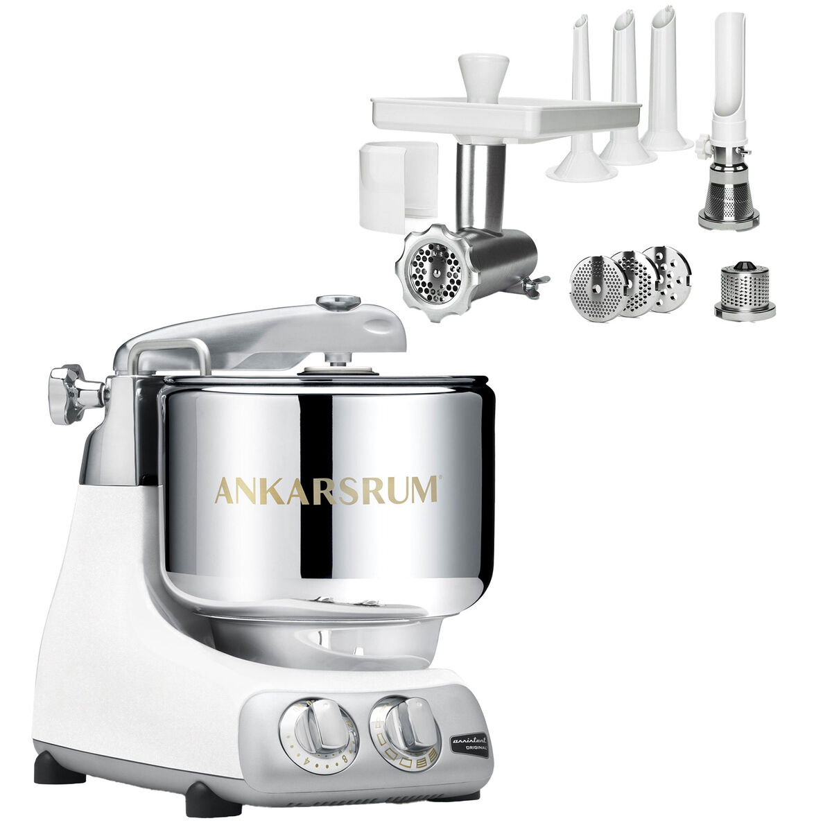 Assistent AKM 6230 røremaskine + komplet kødhakker, glossy white