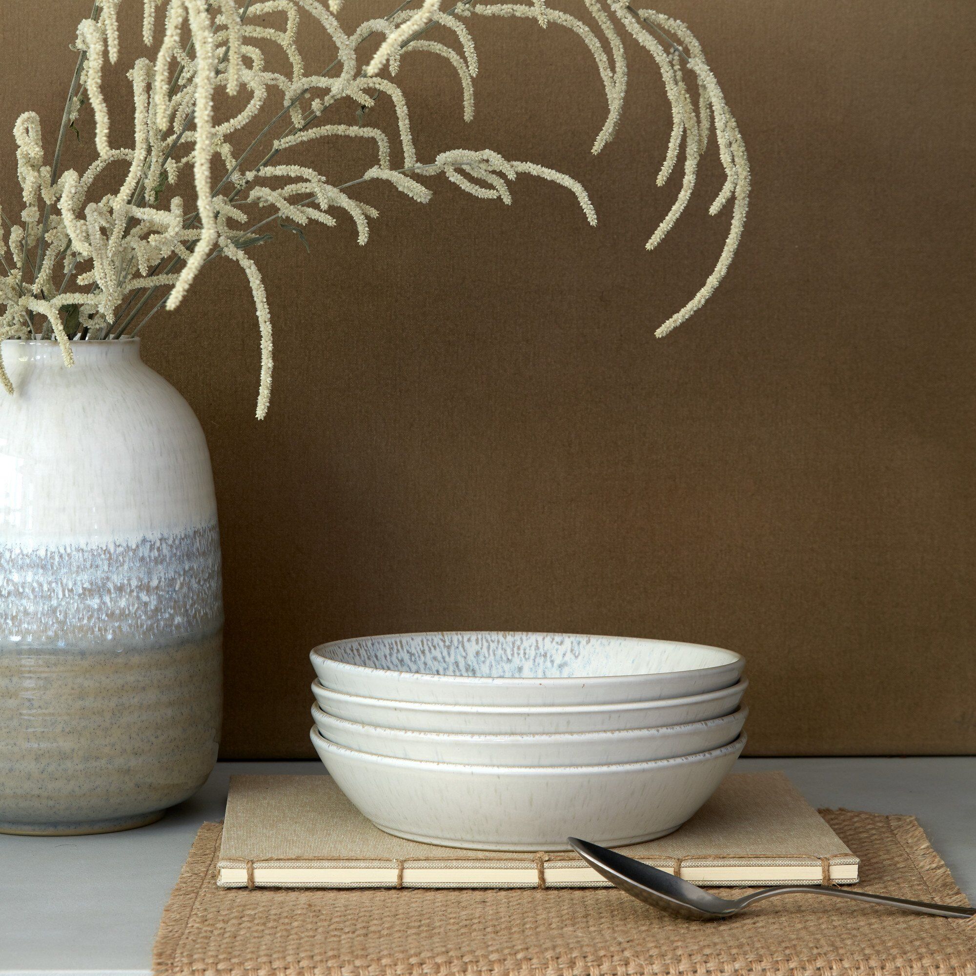 Alternativ bild 1 för Denby Kiln pastatallrikar 22 cm, 4-pack, vit/grå