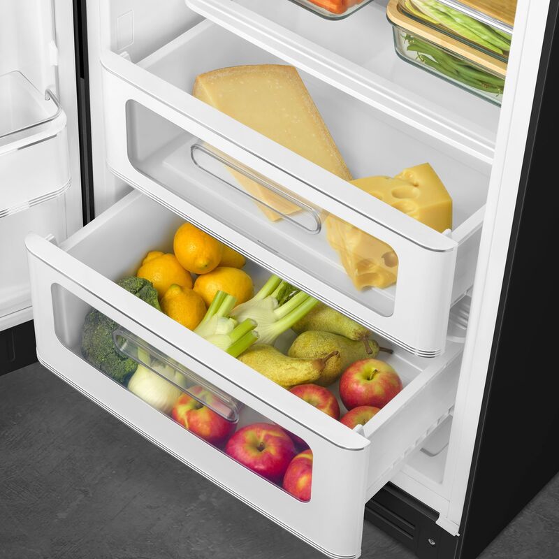 Smeg FAB28LBL6 Kjøleskap Med Fryser 153cm Venstrehengt Svart