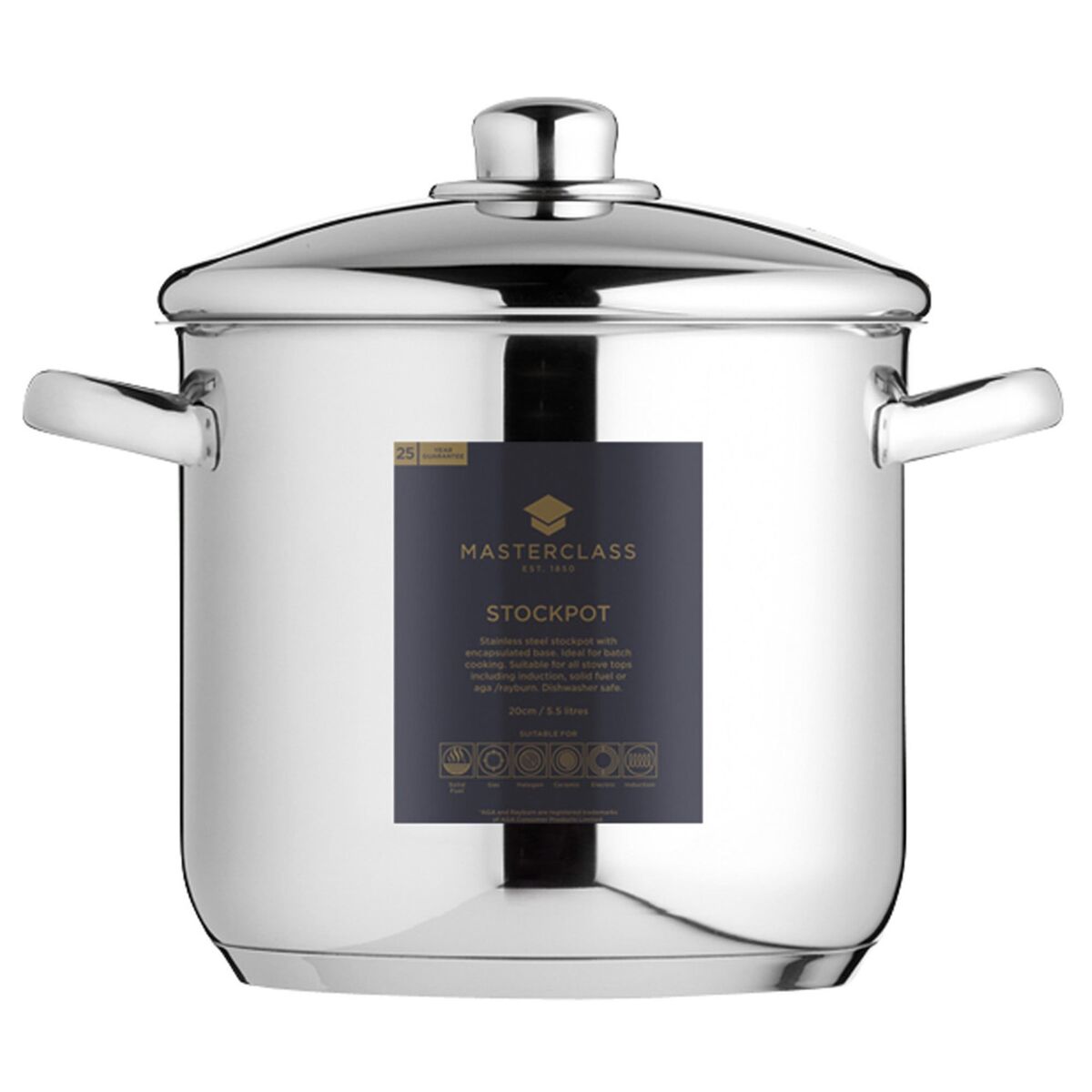 Gryde med låg 5,5 liter, rustfrit stål