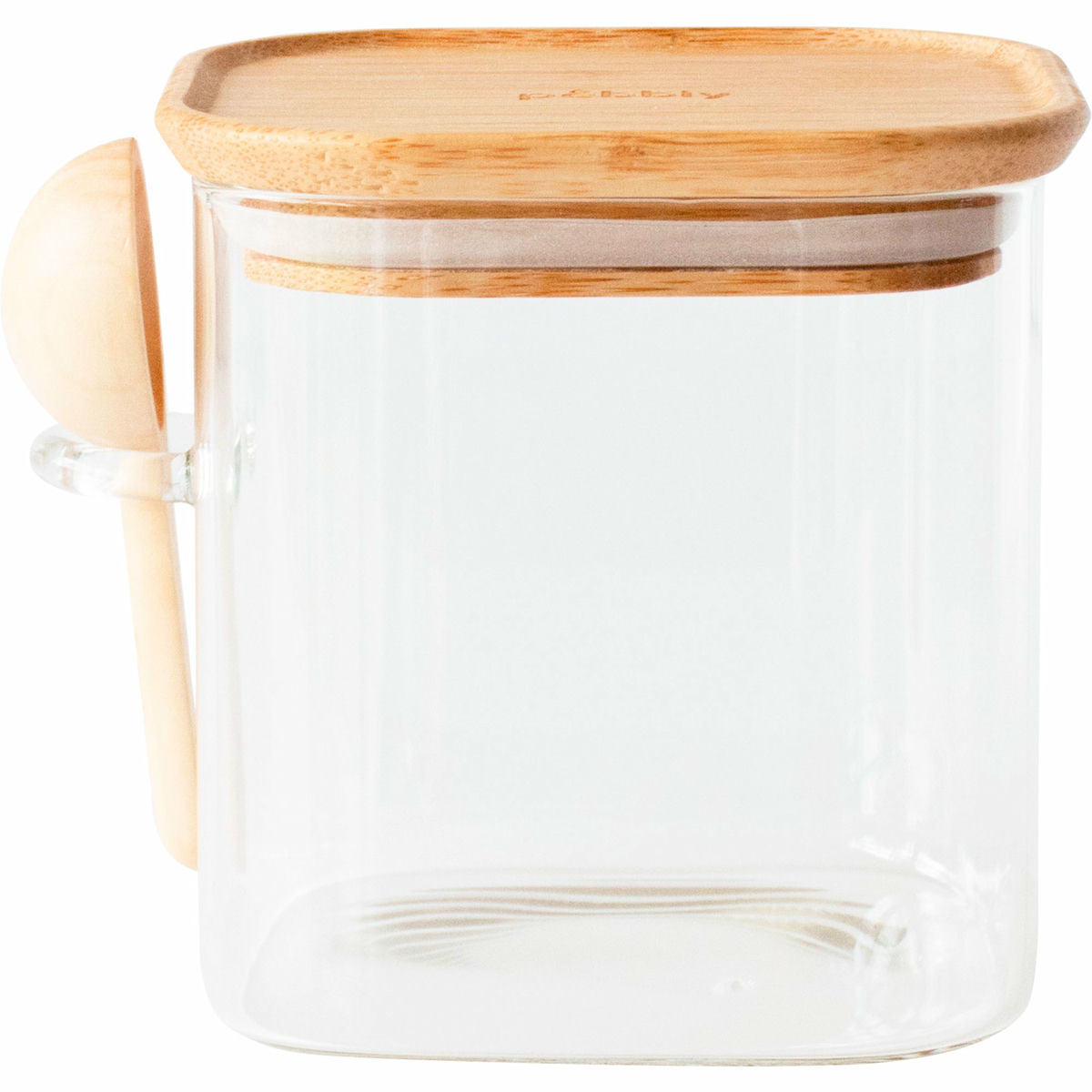 Glasburk med bambulock och måttsked 800 ml