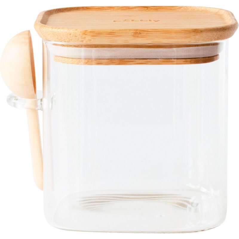 Lasipurkki bambukannella ja mittalusikalla 800 ml