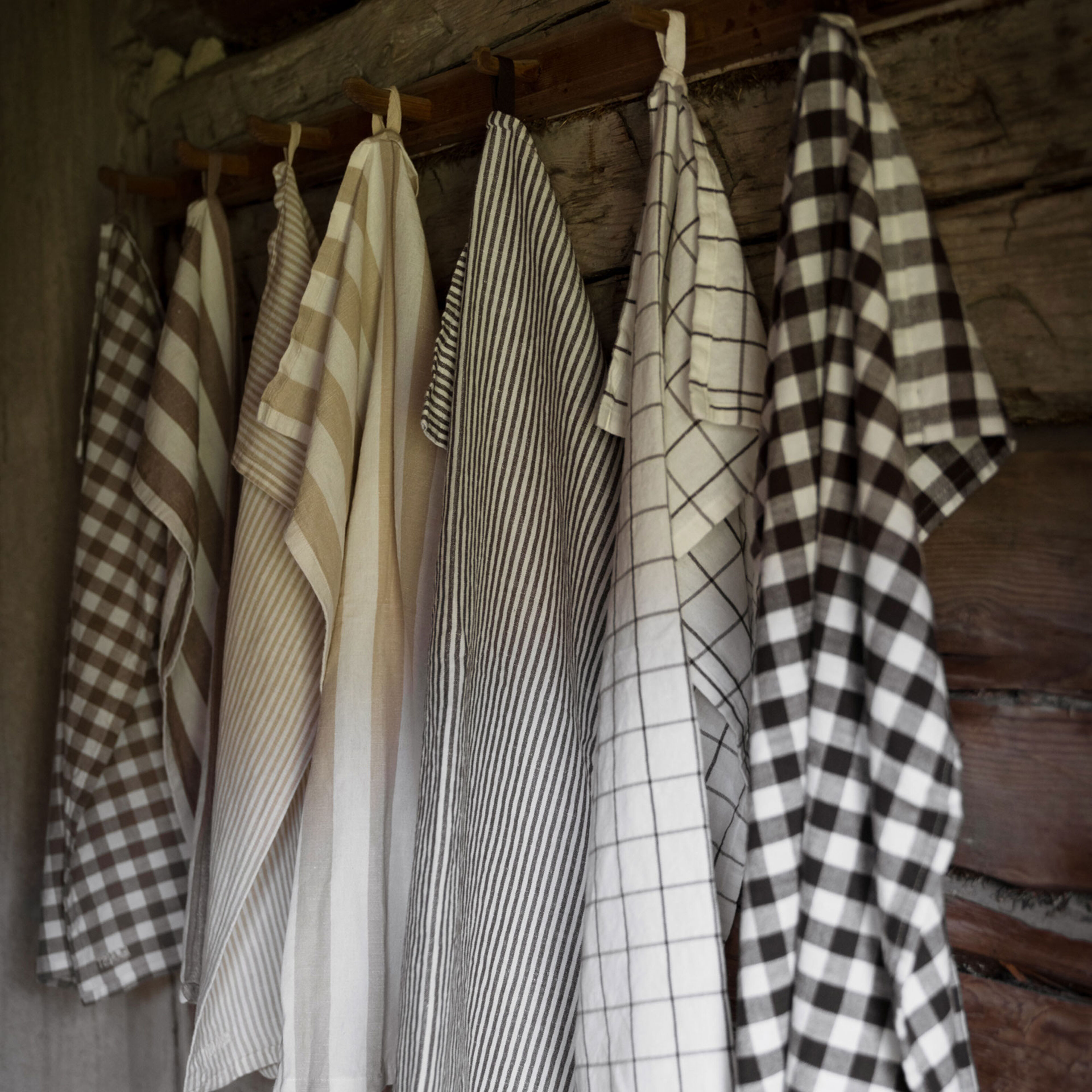 Ruta kökshandduk, brun/vit