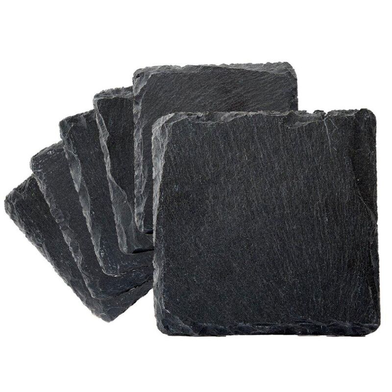 Skifer glassunderlag 6-pakning