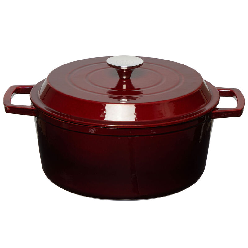 Gjutjärnsgryta 5,0L, mörkröd