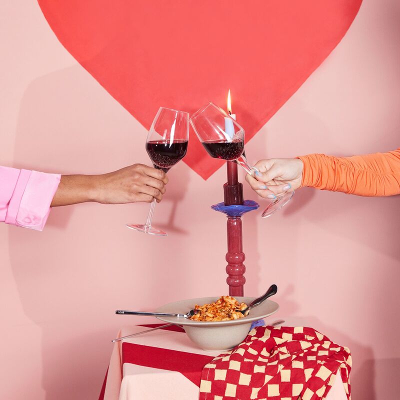 ljusstake 32 cm, vinröd