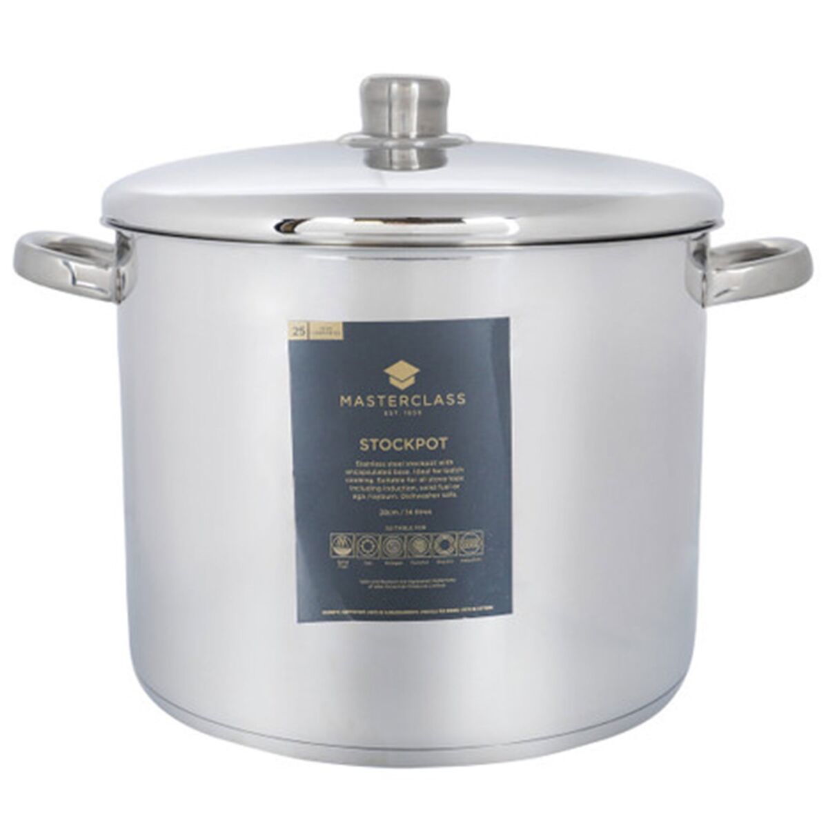 Gryde med låg 14 liter, rustfrit stål