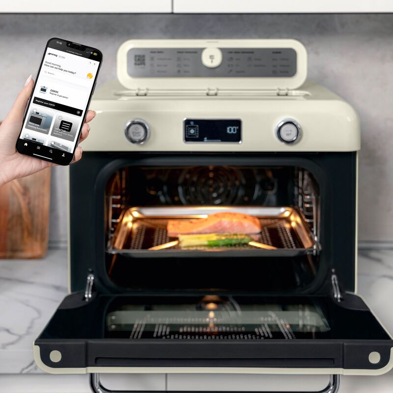 COF01BLEU Vapaasti seisova höyryuuni, creme