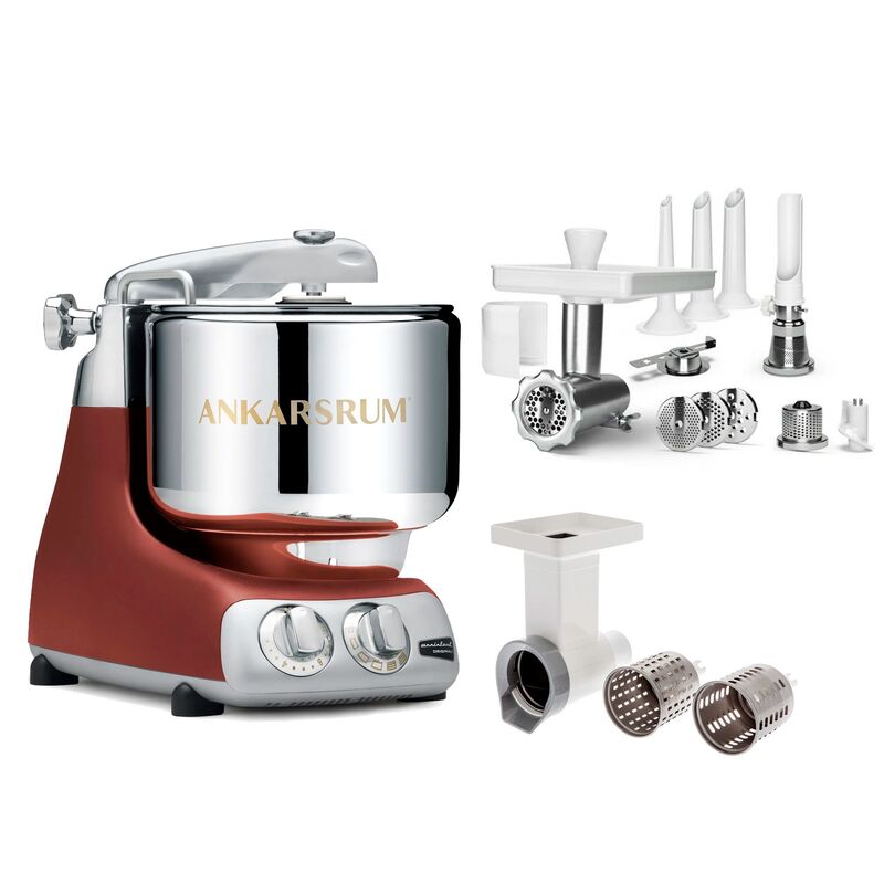 Köksmaskin, stort tillbehörspaket, rustic maroon
