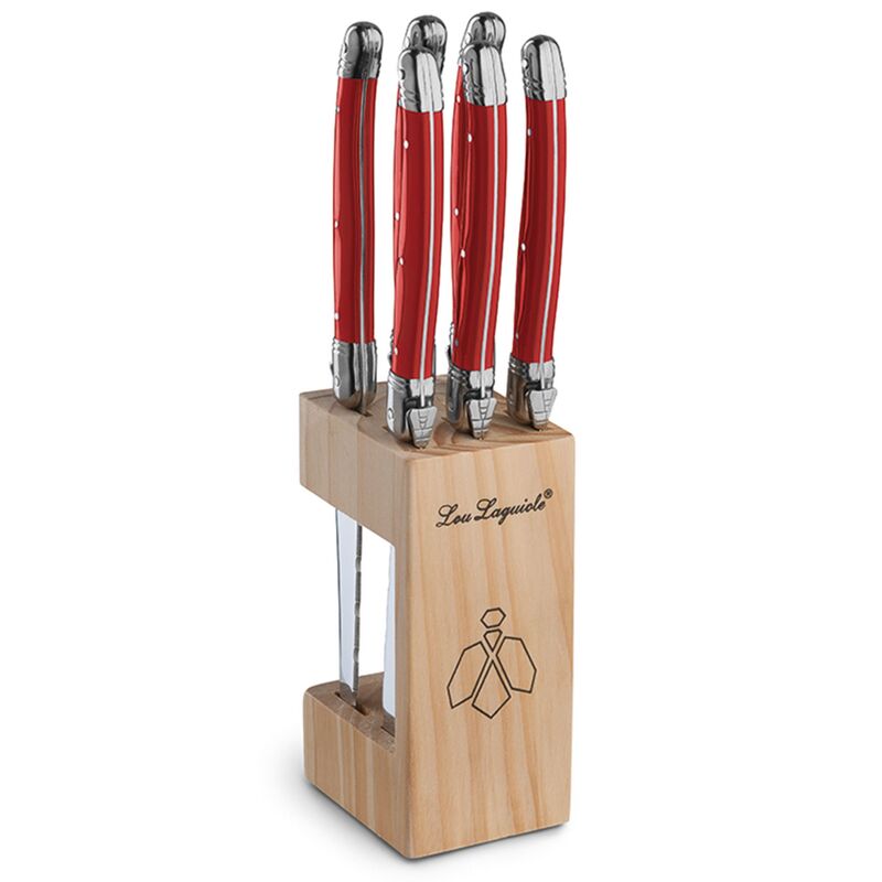 Lou Laguiole Tradition grillkniv 6-pack, röd