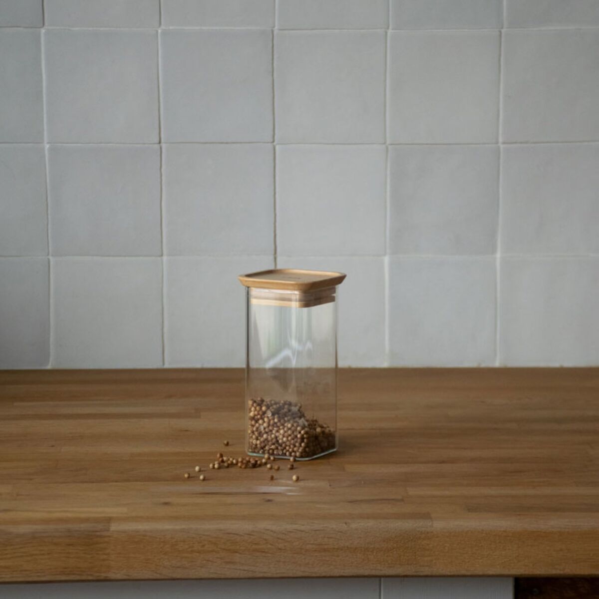 Glasskrukker med bambuslokk S, 2 stk.