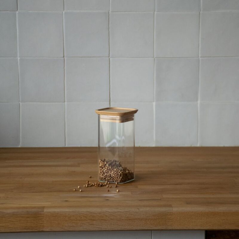 Glasskrukker med bambuslokk S, 2 stk.