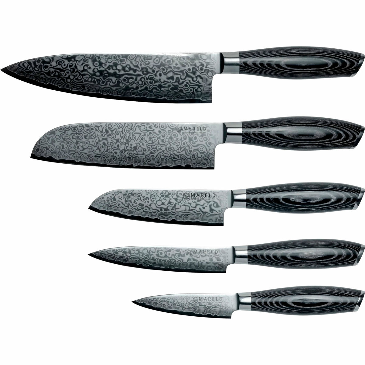 Akio Knivsæt, 5 knive, sort
