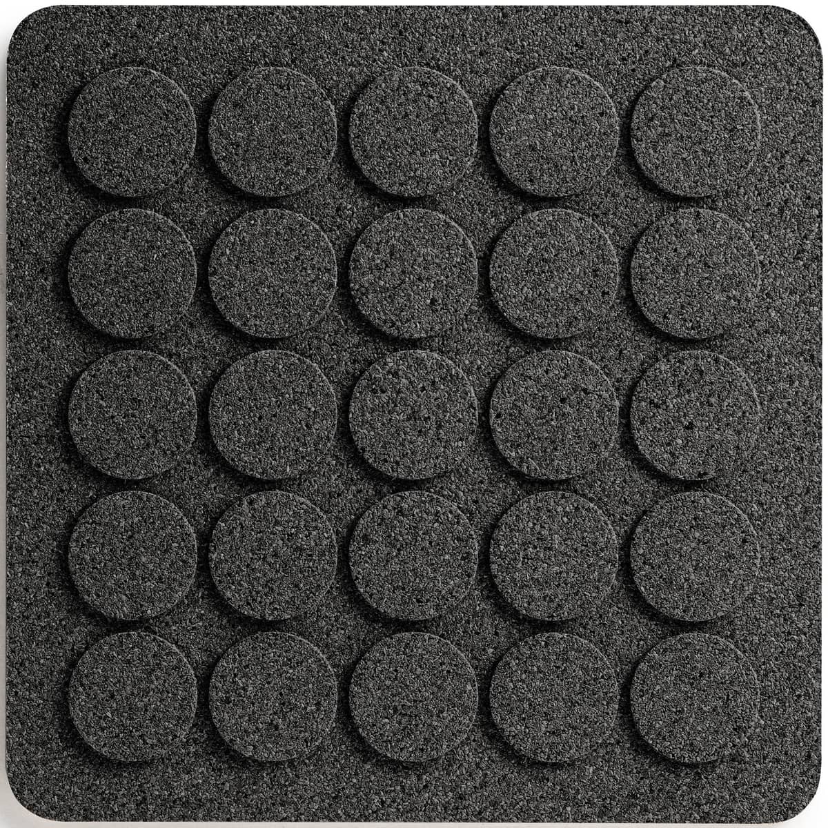 Underlägg square dots svart kork 20 x 20 cm