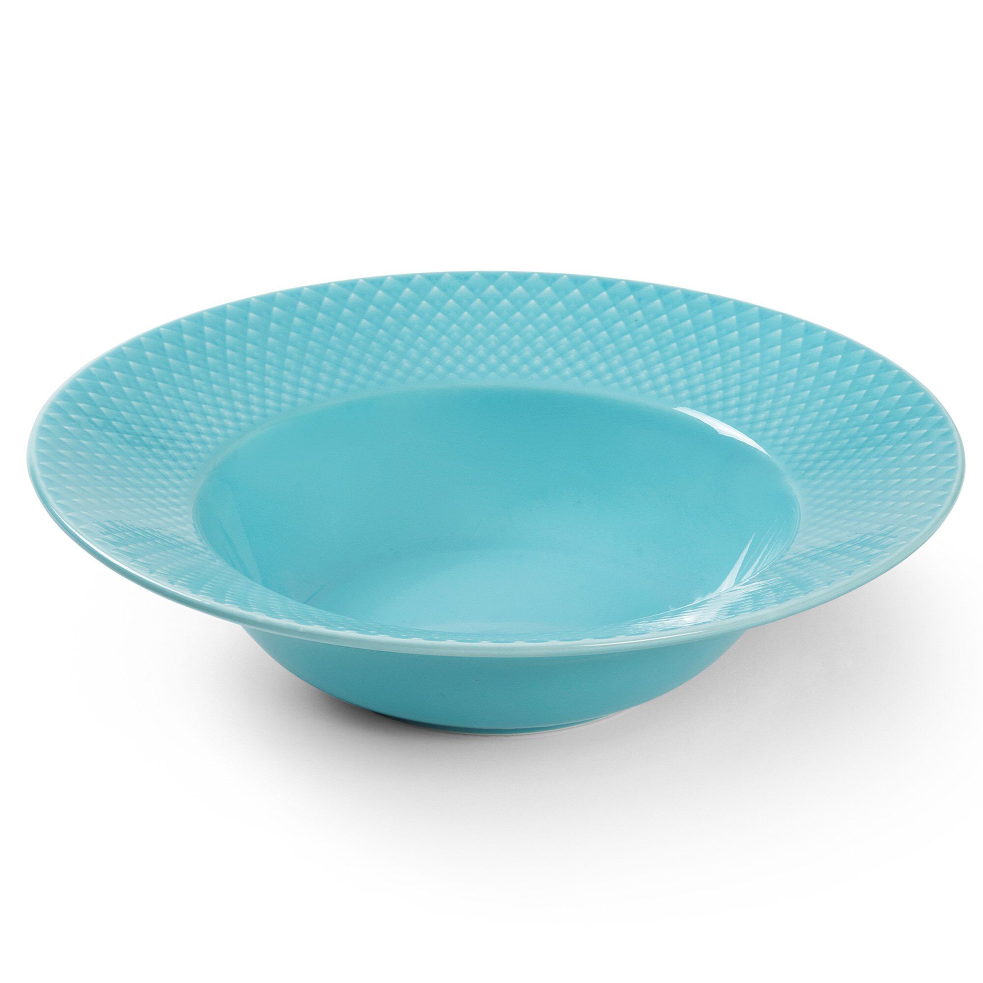 Lyngby Porcelæn Rhombe dyp tallerken Ø 24,5 cm Turkis