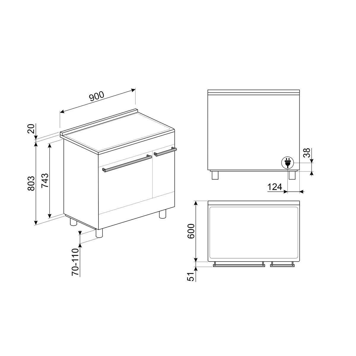 C92IPN2 Classic induktionskomfur med to ovne 90 cm, mat sort