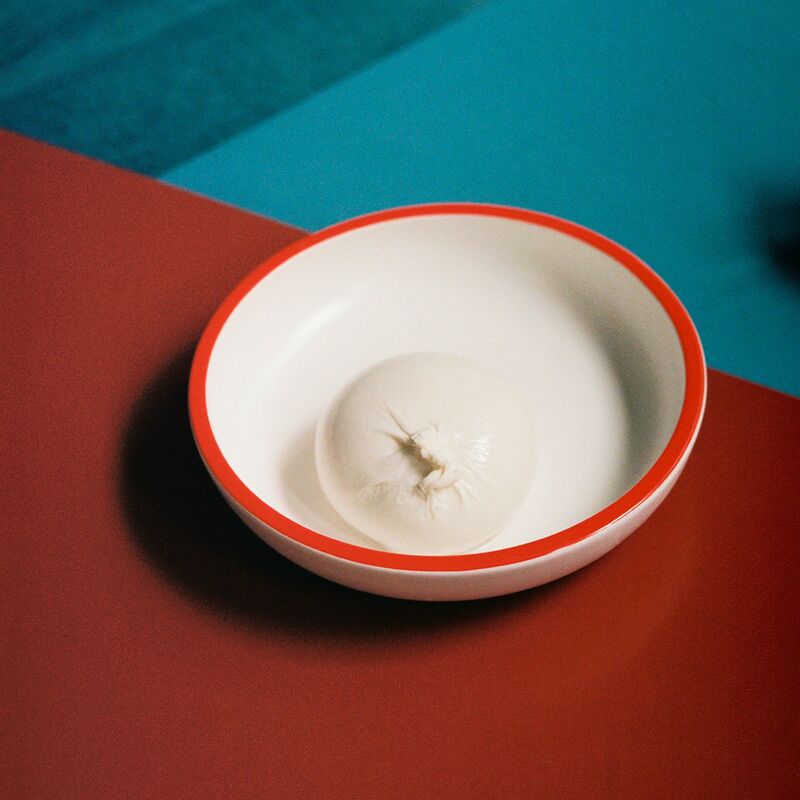 Sobremesa serveringsskål, liten, hvit/rød