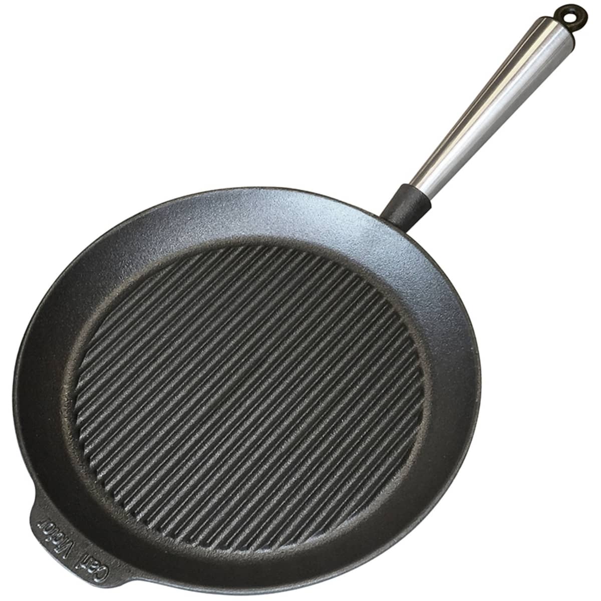 Grillpanna gjutjärn 28 cm, stålhandtag
